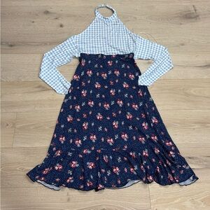 NWOT Asos mixed pattern gingham/floral halter dress